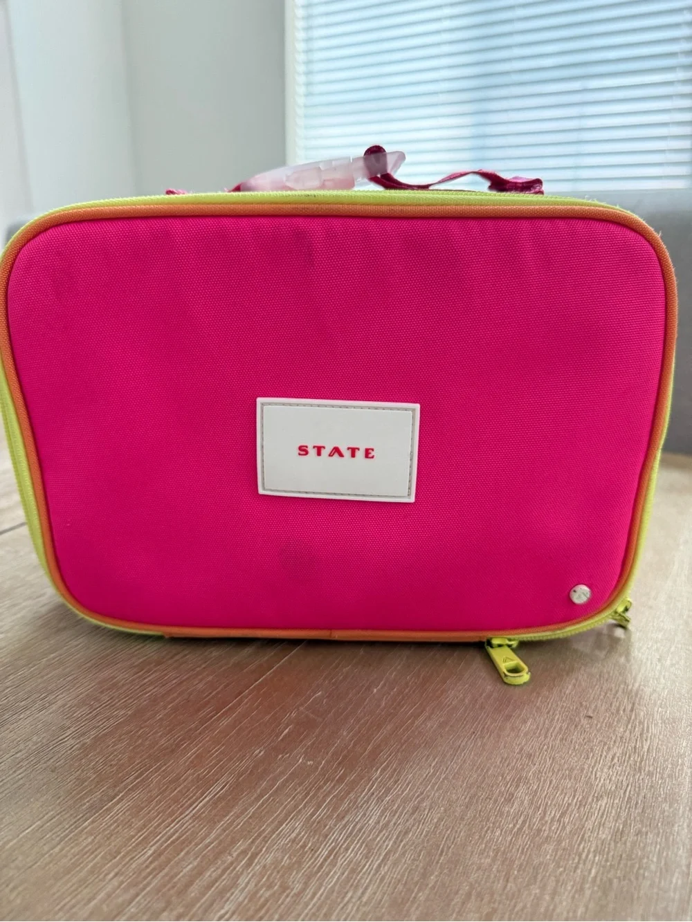 STATE Hot Pink Lunch Bag with Lime Trim